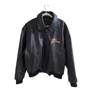 VTG 90s Planet Hollywood Orlando Mens Sz  XL Leather Bomber Jacket Reversible